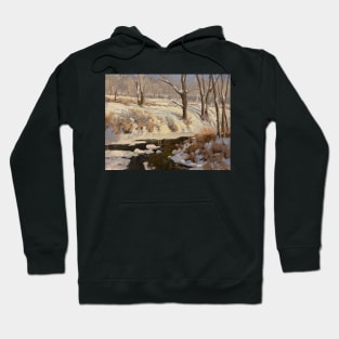 Pastoral Wintertime Oil on Canvas Hoodie